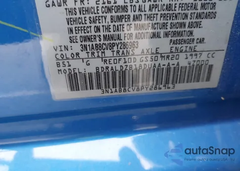 2023 Nissan Sentra Sv Xtronic Cvt из США, поврежденный, VIN 3N1AB8CV8PY286963